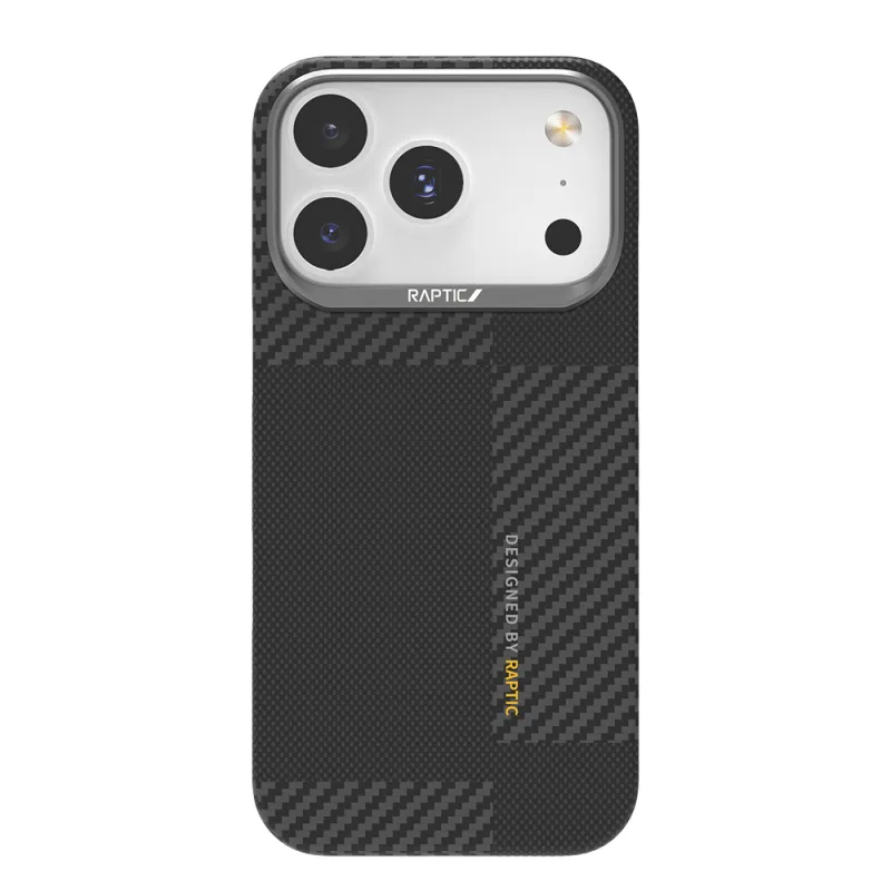 Raptic Apple iPhone 17 Pro Max Aramid Karbon Fiber Geotik Serisi M-Safe Şarj Özellikli 600D Metal Kamera Çerçeveli Kılıf