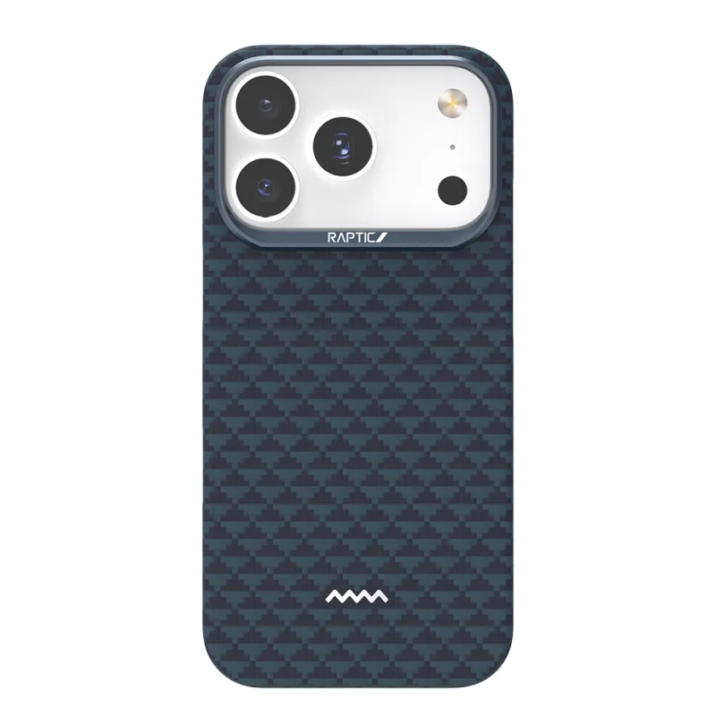 Raptic Aramid Skin Origin Apple iPhone 17 Pro M-Safe Şarj Özellikli Karbon Kılıf Lacivert