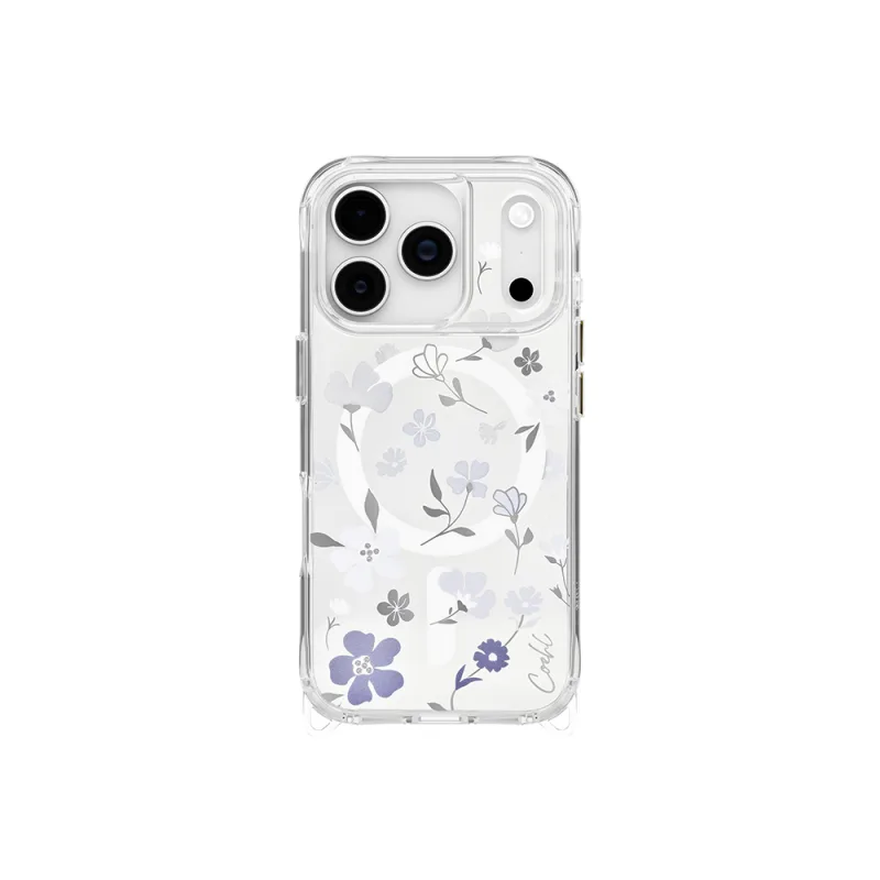 Uniq Coehl Amara Apple iPhone 17 Pro M-Safe Şarj Özellikli Şeffaf Çiçekli Kılıf