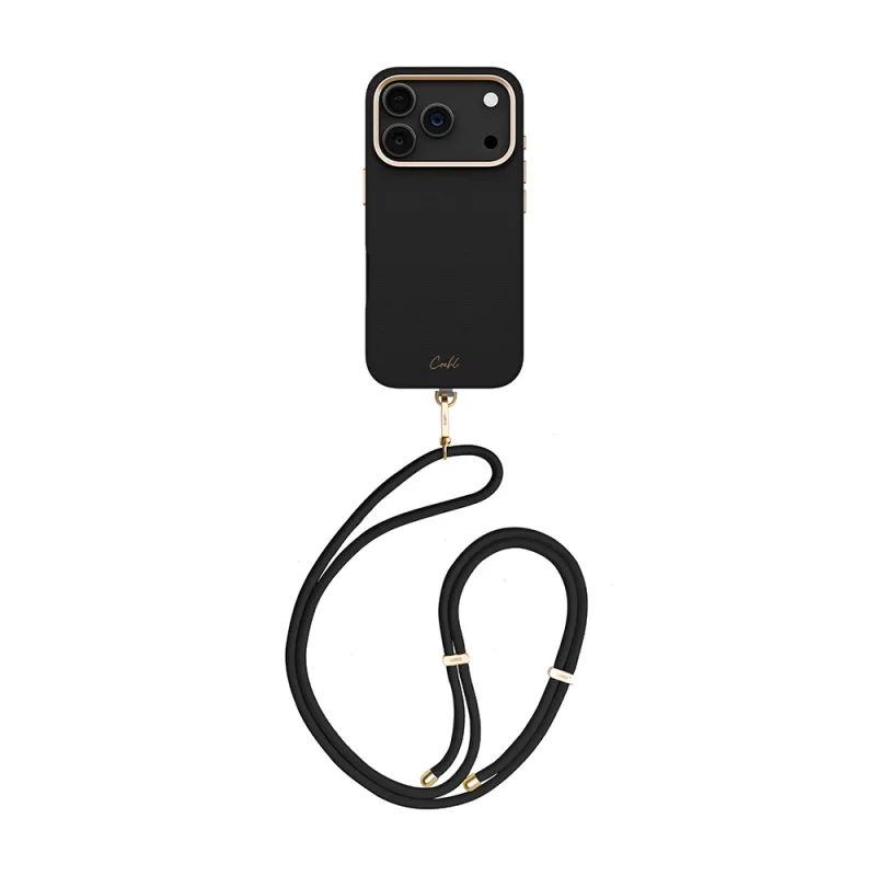 Uniq Coehl Mirelle Apple iPhone 17 Pro M-Safe Şarj Özellikli Askı İpli Kılıf Siyah