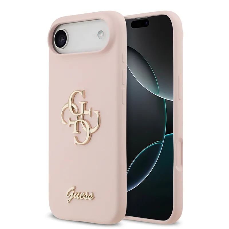 Guess Apple iPhone 17 Air Grained Yazı Logolu Kılıf Pembe