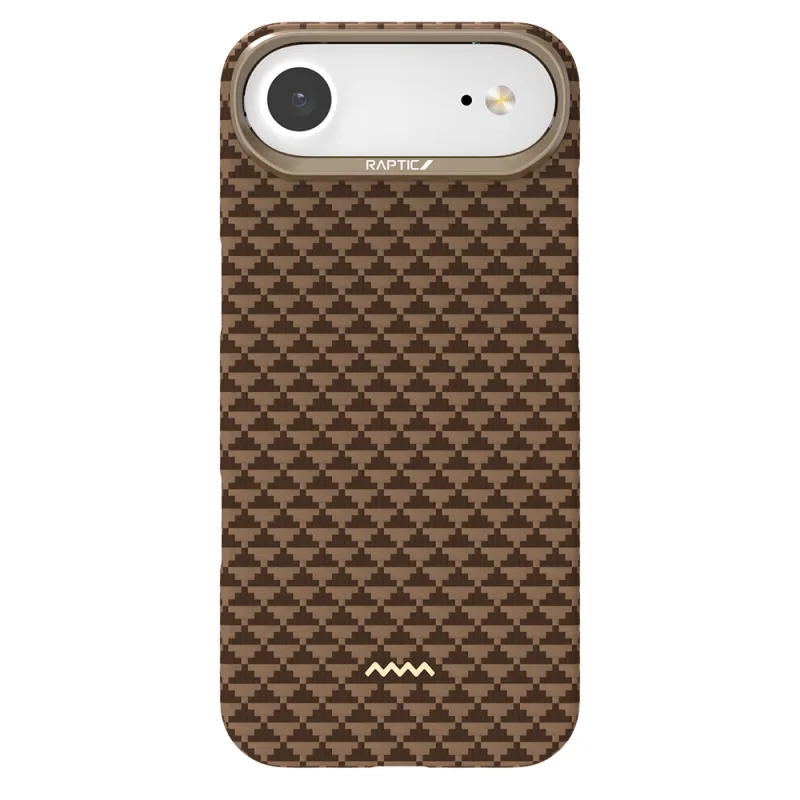 Raptic Aramid Skin Origin Apple iPhone 17 Air M-Safe Şarj Özellikli Karbon Kılıf Kahverengi