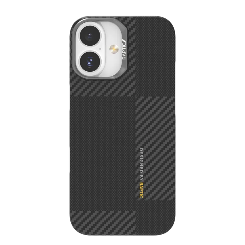 Raptic Geotik Apple iPhone 17 M-Safe Şarj Özellikli 600D Metal Kamera Çerçeveli Aramid Karbon Fiber Kılıf