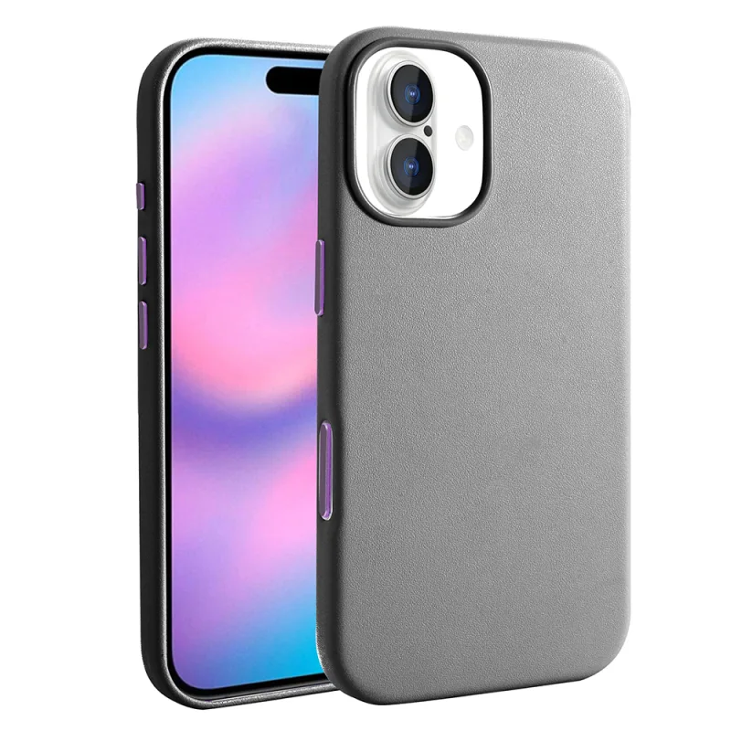 Zore Kupra Apple iPhone 17 M-Safe Şarj Özellikli PU Deri Görünümlü Kılıf Siyah