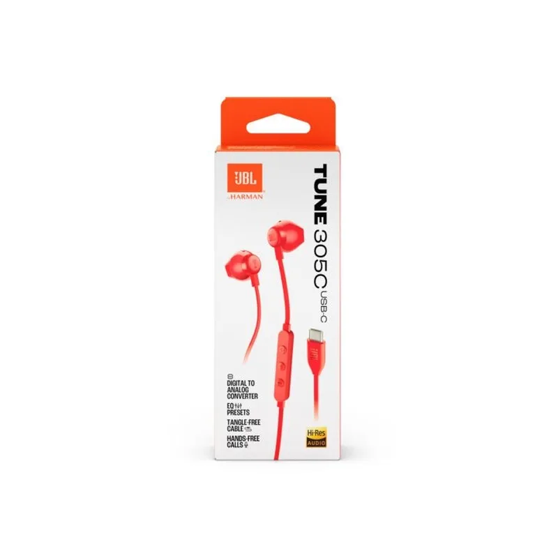 JBL Tune 305C USB-C Kablolu Yüksek Çözünürlüklü Kulaklık - Kırmızı
