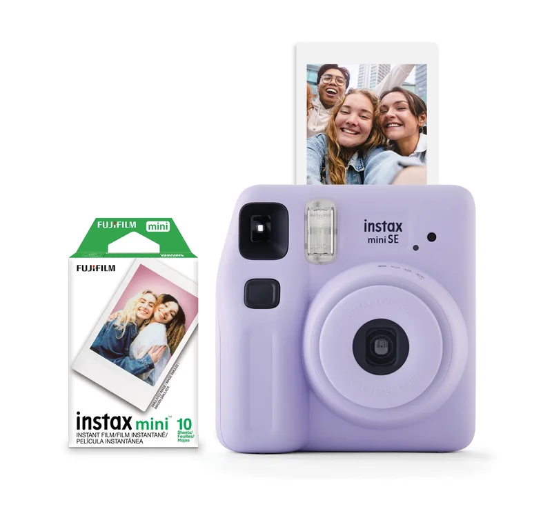 FujiFilm iNstax Mini SE Instant Camera + Film Bundle Purple Blister
