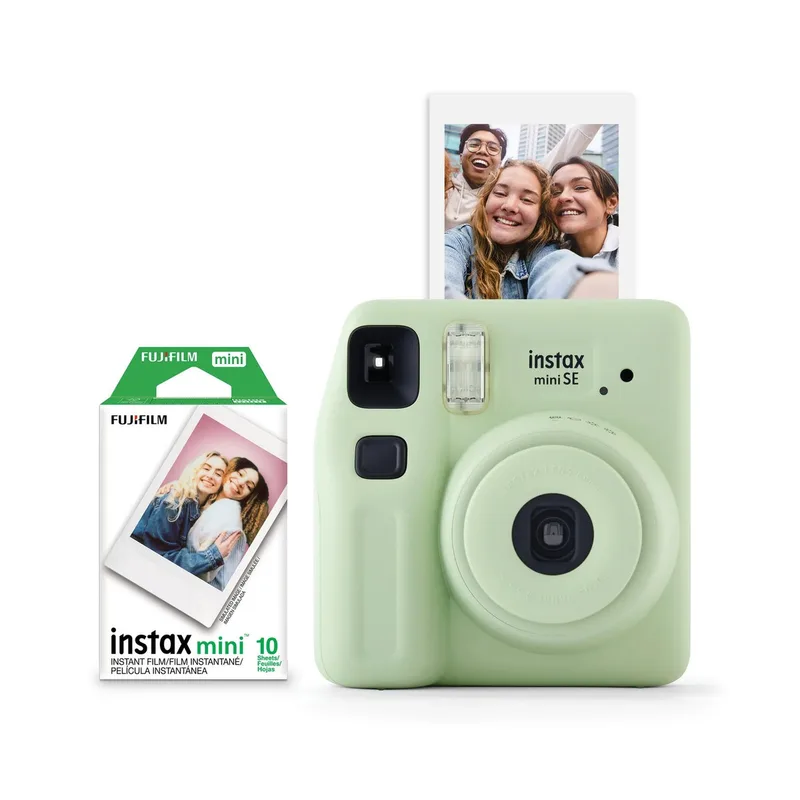 FujiFilm iNstax Mini SE Instant Camera + Film Bundle Green Blister
