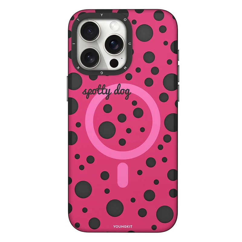 Youngkit Spots Magnet Apple iPhone 15 Pro Max Pembe Kılıf