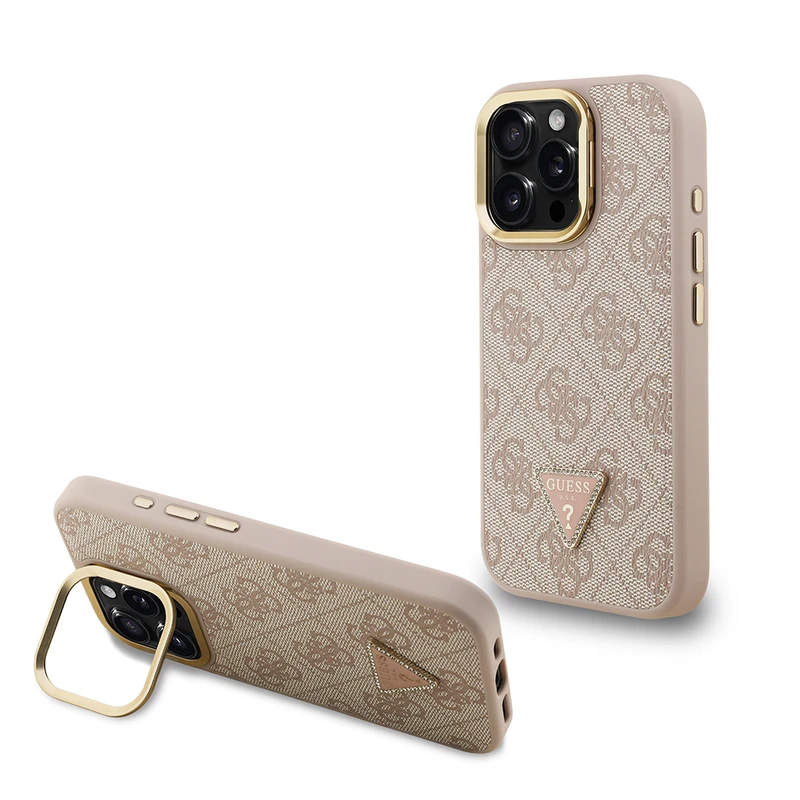 GUESS HC MAGSAFE 4G PU W/ TRIANGLE LOGO STAND CAMERA PINK IP