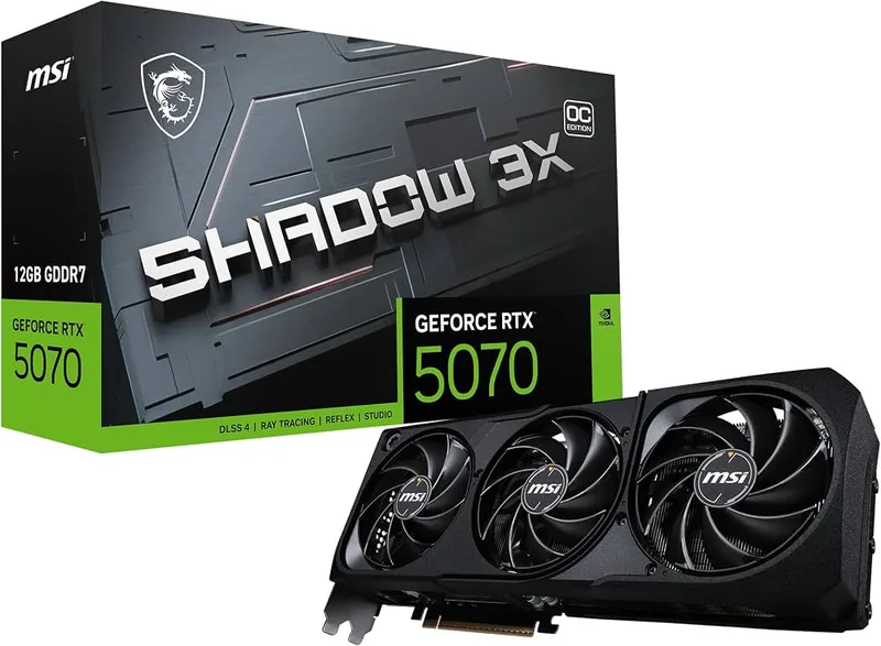 MSI Oyun RTX 5070 12G Shadow 3X OC Ekran Kartı (12 GB GDDR7, 192-bit, Aşırı Performans: 2557 MHz, DisplayPort x3 2.1a, HDMI 2.1b, NVIDIA Blackwell Mimarisi)