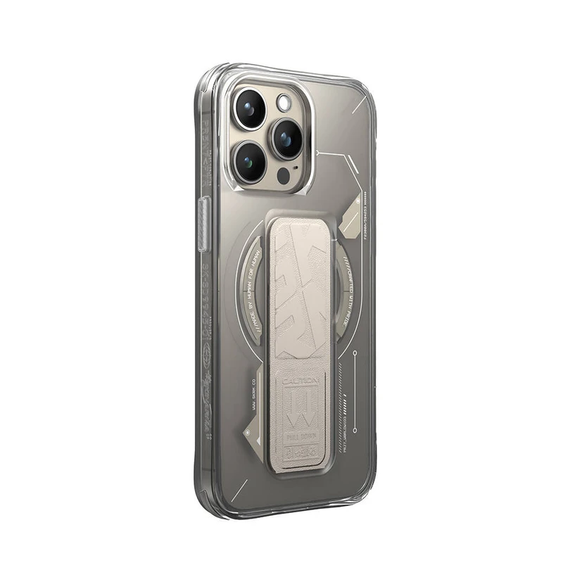 Skinarma Helio Mag-Charge Grip-Stand Apple iPhone 15 Pro Max Gri Kılıf