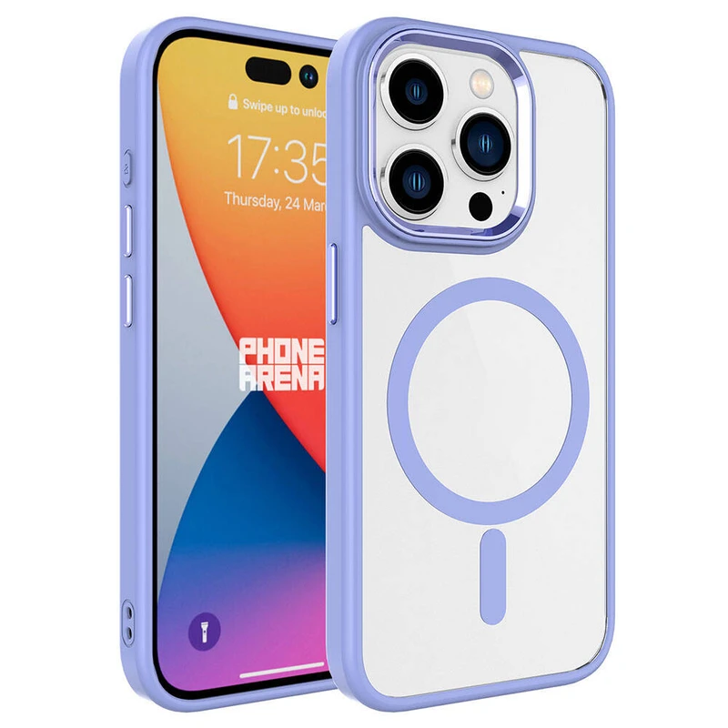 Zore Apple iPhone 15 Pro Krom MagSafe Lila Sert Kılıf