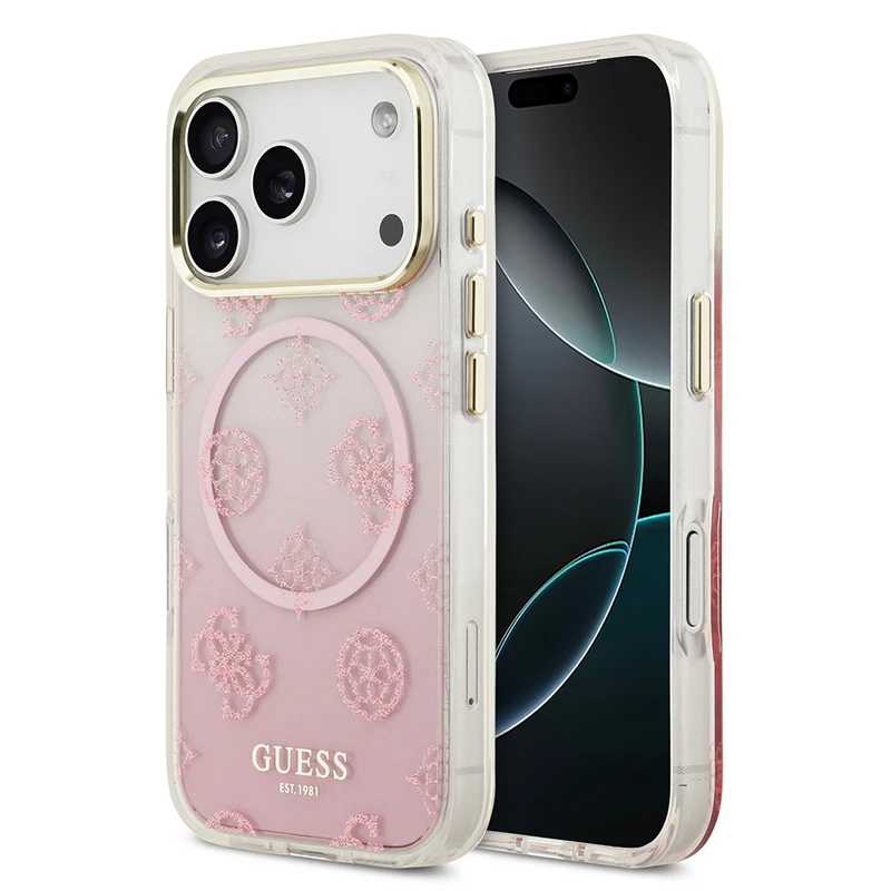Guess Apple iPhone 17 Pro Max Peony Glitter MagSafe Pembe Kılıf