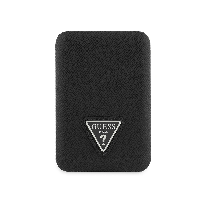 Guess Orjinal Lisanslı Dijital LED Göstergeli PU Deri Üçgen Logolu 5000mAh 15W Siyah Powerbank