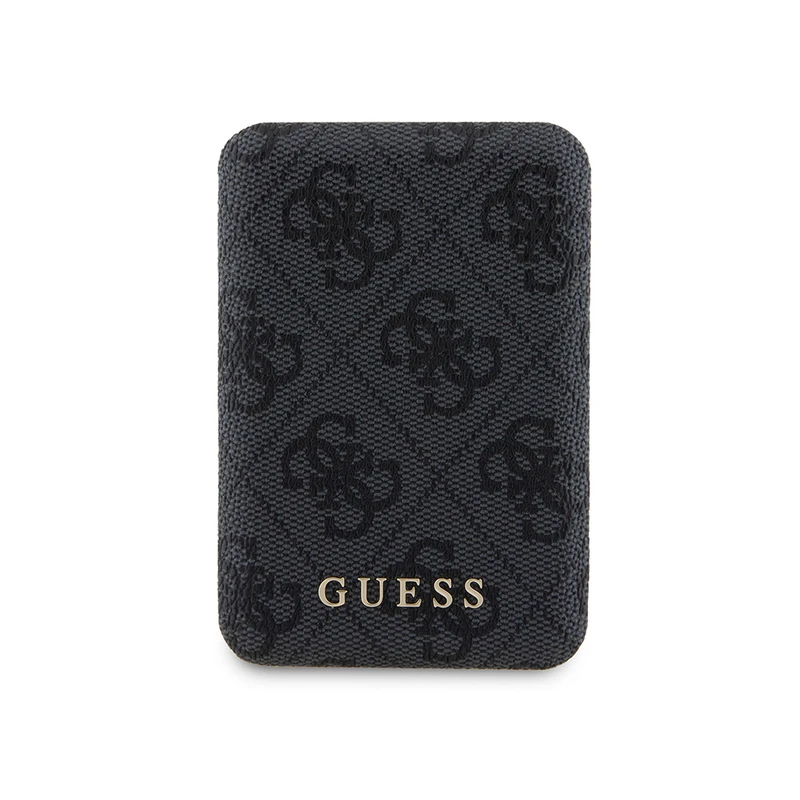 Guess Orjinal Lisanslı Dijital LED Göstergeli PU Deri 4G Desenli Metal Logolu 5000mAh 15W Siyah Powerbank