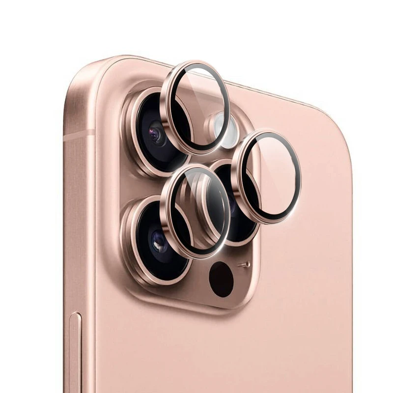 Wiwu LG-004 Apple iPhone 16 Pro / 16 Pro Max PVD Metal Rose Gold Kamera Lens Koruyucu