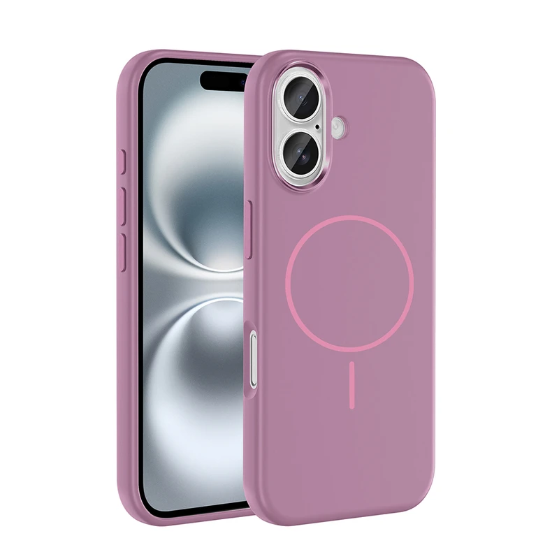 Zore Apple iPhone 16 Edi M-Safe Şarj Özellikli Metal Kamera Çerçeveli Mor Silikon Kılıf
