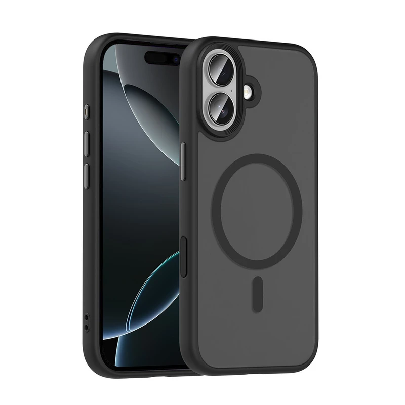 Zore Flet M-Safe Apple iPhone 17 Mat Arka Yüzey Wireless Şarj Özellikli Siyah Kılıf