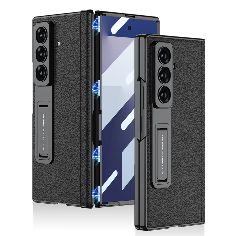 Galaxy Z Fold 7 Kılıf Deri Standlı Zore Kipta Premium Kılıf