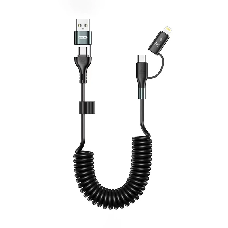 Go Des GD-UC805 4in1 60W 1.8m Sarmal Şarj Kablosu